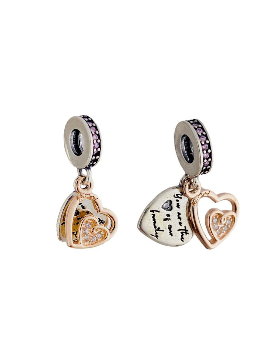 Charm Doble Corazón Brillo